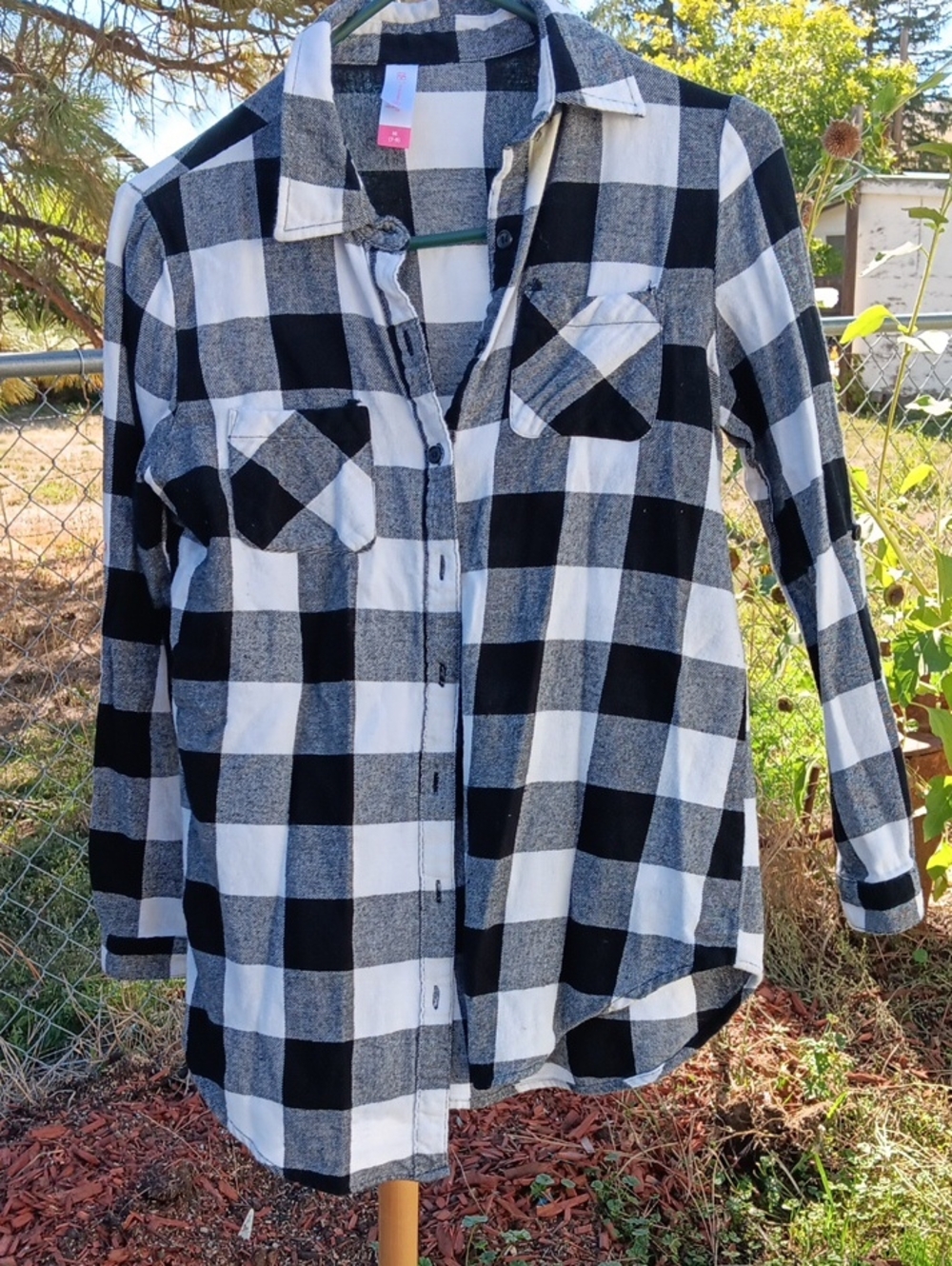NOBO Black and White Buffalo Plaid Button-Down Shirt